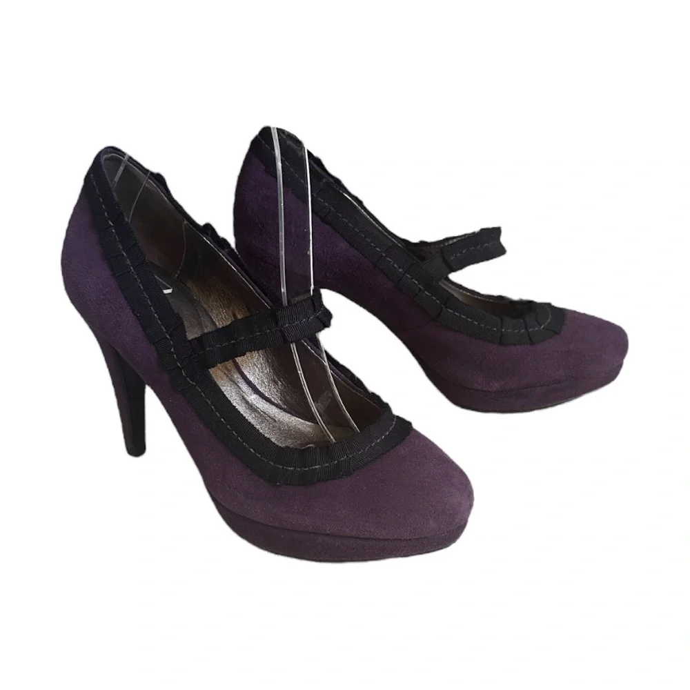 Boden Purple Suede Mary Jane Round Toe Pumps Size 36
